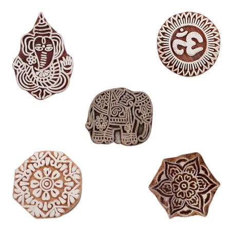Set of 5 Piece New Mix Wooden Printing Blocks